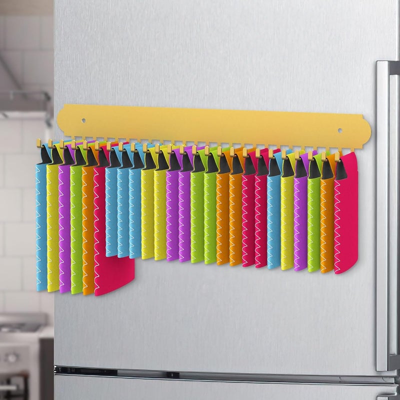 FIPUTE Can Cooler Sleeves Holder Magnetic for Fridge/Wall Mounted, 25 Hooks Metal Beer Can Sleeves Storage Organizer and Dispenser, Gifts for Men Dad, Home Bars (1PACK-Gold) - Image 1